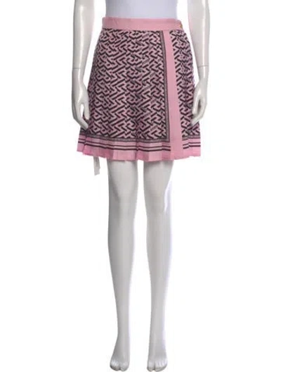 Pre-owned Versace Silk Mini Skirt In Pink