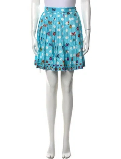 Pre-owned Versace Silk Mini Skirt W/ Tags In Blue