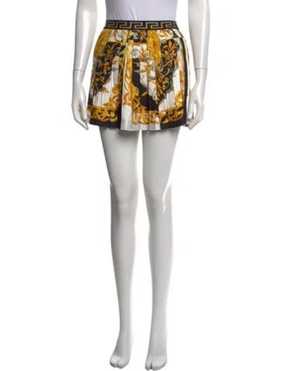Pre-owned Versace Silk Mini Skirt W/ Tags In Gold