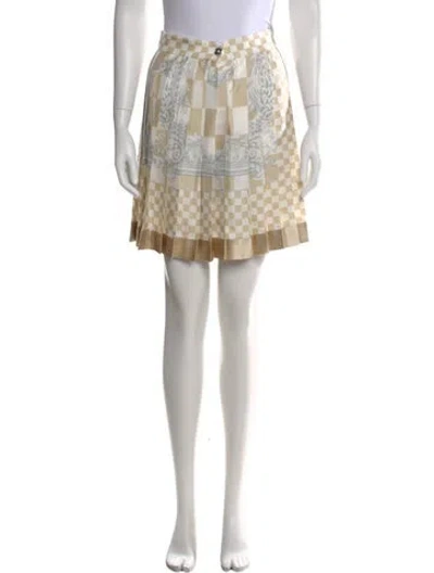 Pre-owned Versace Silk Mini Skirt W/ Tags In Neutral