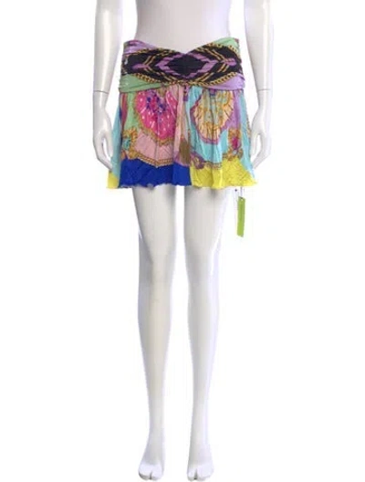 Pre-owned Versace Silk Mini Skirt W/ Tags In Orange