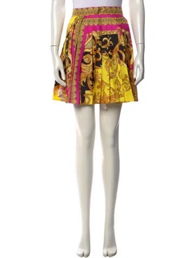 Pre-owned Versace Silk Mini Skirt W/ Tags In Pink