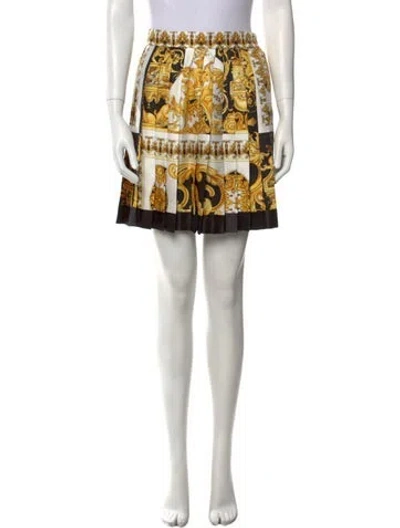 Pre-owned Versace Silk Mini Skirt In Yellow