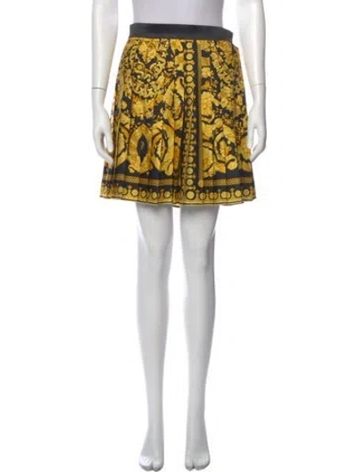 Pre-owned Versace Silk Mini Skirt In Yellow