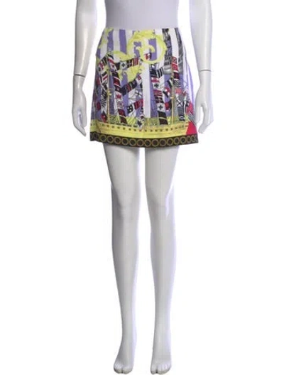 Pre-owned Versace Silk Mini Skirt In Yellow