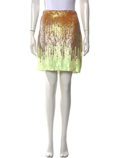 Pre-owned Versace Silk Mini Skirt In Yellow