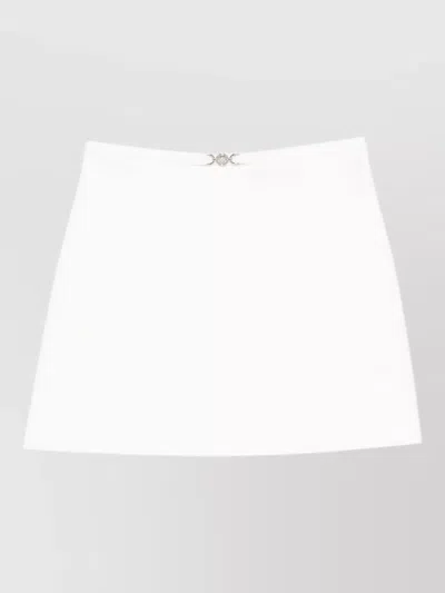 Versace Silk Nylon Mini Skirt Buckle Detail In White