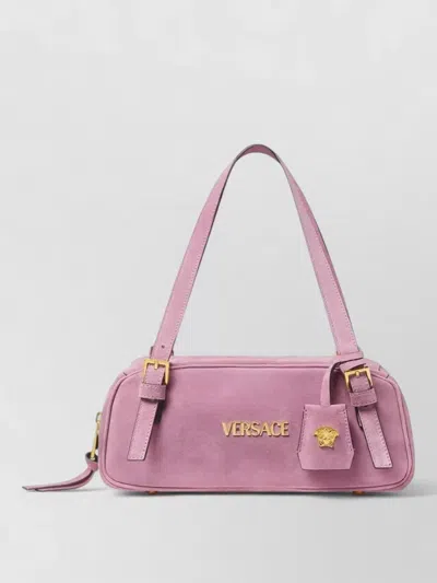 Versace Silk Nylon Shoulder Bag Top Handle Strap In Pink