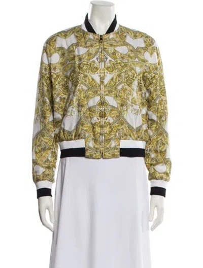Pre-owned Versace Silk Paisley Print Bomber Jacket In Multi