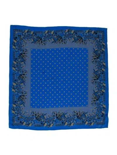 Pre-owned Versace Silk Paisley Print Scarf In Blue