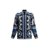 Versace Silk Shirt With Printed Design And Button-down Collar In Multi