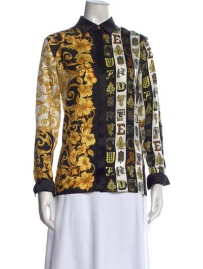 Pre-owned Versace Silk Patterned Blouse In Multi