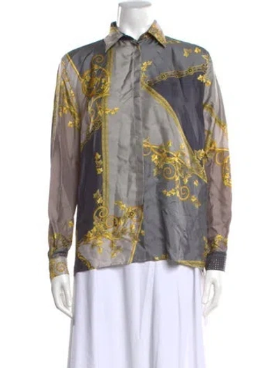 Pre-owned Versace Silk Patterned Blouse In Multi