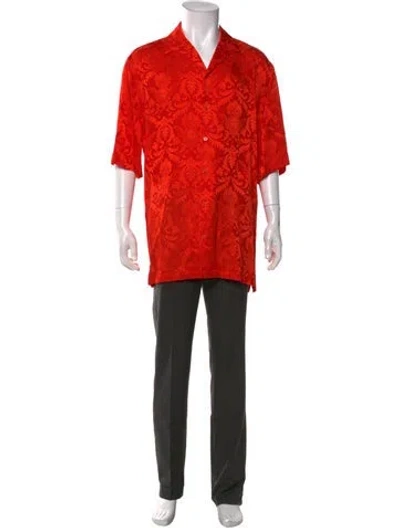Pre-owned Versace Silk Patterned Shirt W/ Tags In Orange