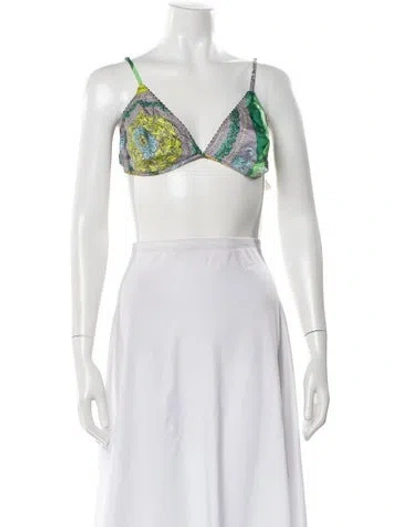 Pre-owned Versace Silk Patterned Sports Bra In Black