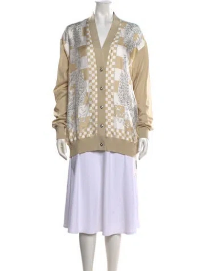 Pre-owned Versace Silk Patterned Sweater In Neutrals