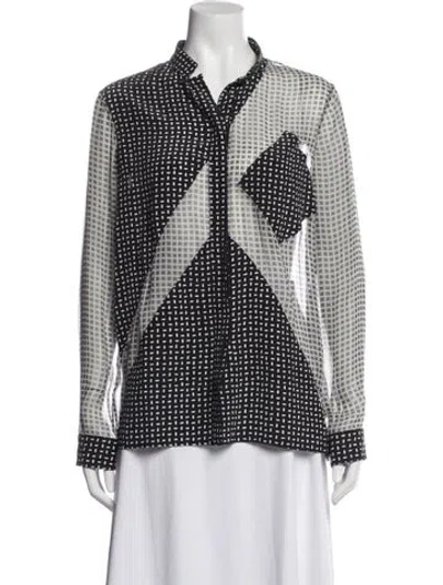 Pre-owned Versace Silk Patterned Top In Black