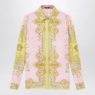 Versace Silk Plaid Shirt In Multi