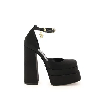 Versace Silk Platform Women's Pumps In Black