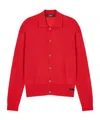 Versace Silk Blend Cardigan Collared Design In Red