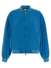 Versace Silk Poplin Bomber Jacket In Blue