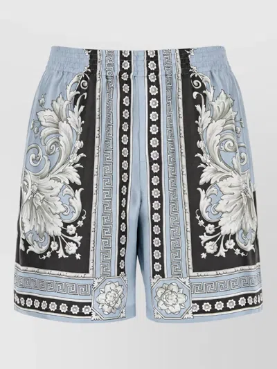 Versace Silk Printed Bermuda Shorts In Multi
