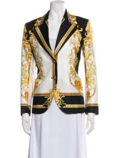 Pre-owned Versace Silk Printed Blazer In White