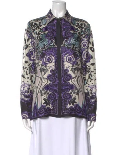 Pre-owned Versace Silk Printed Blouse In Black