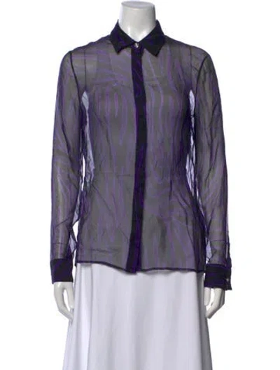 Pre-owned Versace Silk Printed Blouse In Black