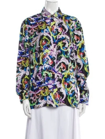 Pre-owned Versace Silk Printed Blouse In Multi
