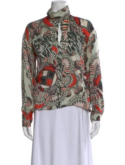 Pre-owned Versace Silk Printed Blouse In Multi