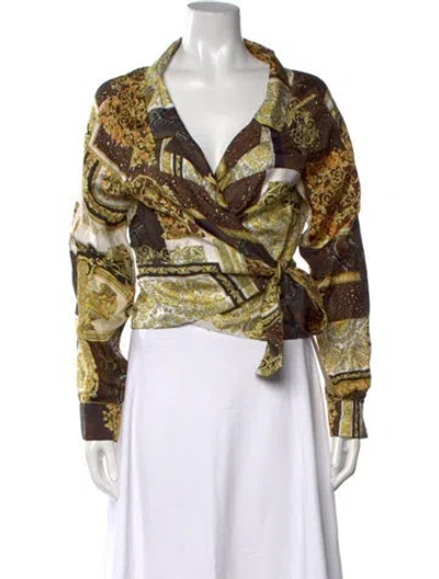 Pre-owned Versace Silk Printed Blouse In Multicolor