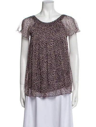 Pre-owned Versace Silk Printed Blouse In Purple