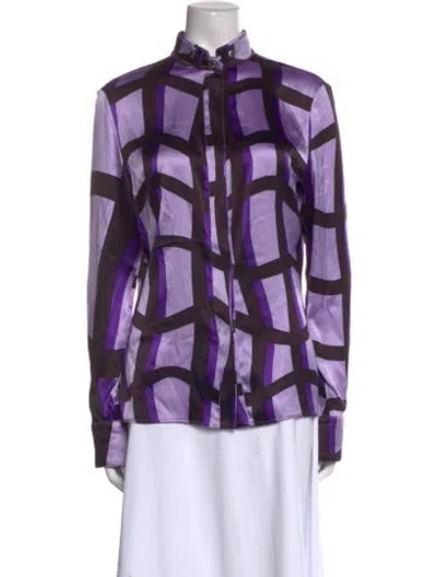 Pre-owned Versace Silk Printed Blouse In Purple