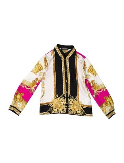 Pre-owned Versace Silk Printed Blouse W/ Tags In Multi