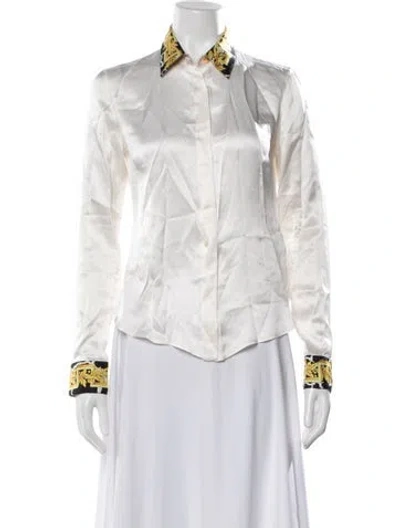 Pre-owned Versace Silk Printed Button-up Top In Neutral