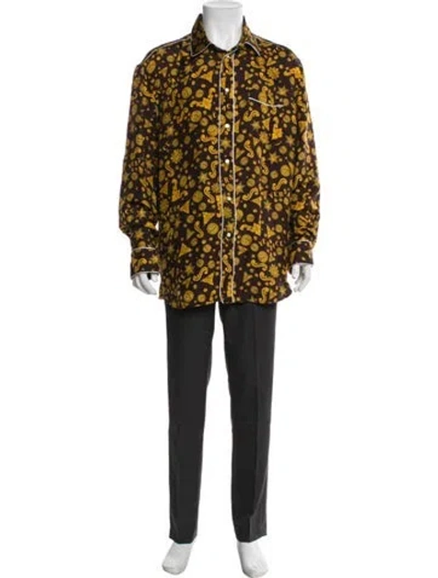 Pre-owned Versace Silk Printed Lounge Top In Black