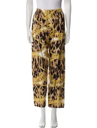 Pre-owned Versace Silk Printed Pajamas In Gold