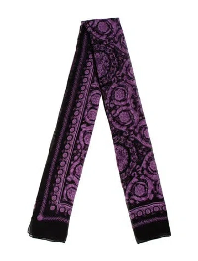 Pre-owned Versace Silk Printed Scarf In Black