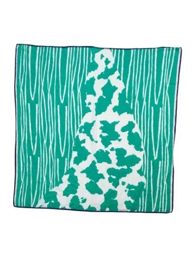 Pre-owned Versace Silk Printed Scarf In Green