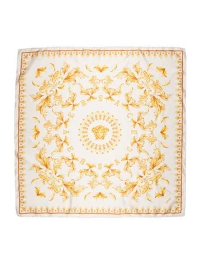 Pre-owned Versace Silk Printed Scarf In Neutral
