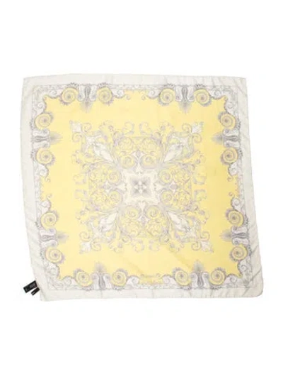 Pre-owned Versace Silk Printed Scarf In White