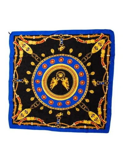 Pre-owned Versace Silk Printed Shawl In Multi