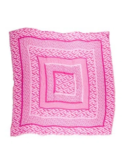 Pre-owned Versace Silk Printed Shawl In Pink
