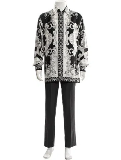 Pre-owned Versace Silk Printed Shirt In Black