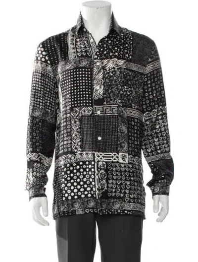 Pre-owned Versace Silk Printed Shirt In Black
