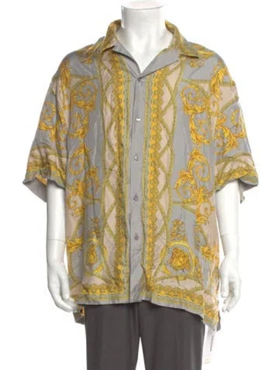 Pre-owned Versace Silk Printed Shirt In Gray