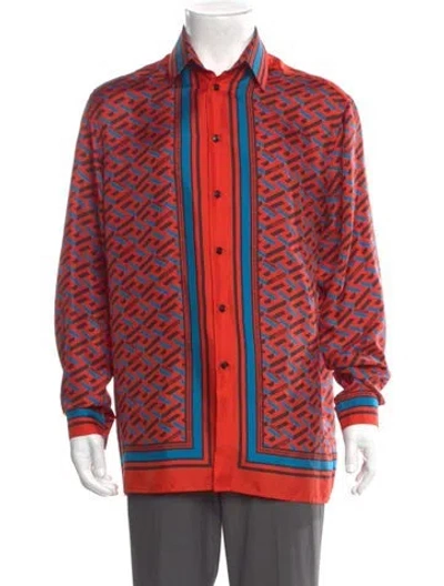Pre-owned Versace Silk Printed Shirt In Multi