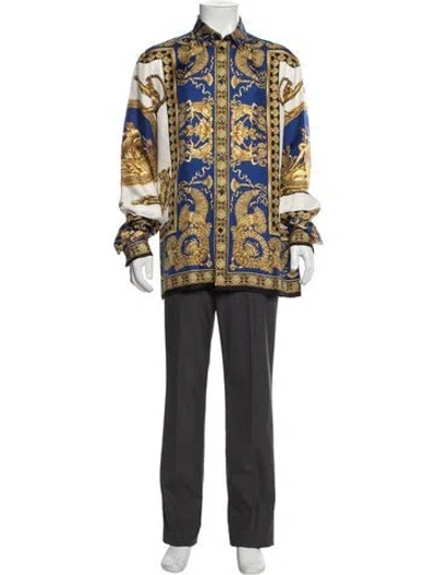 Pre-owned Versace Silk Printed Shirt In Neutral