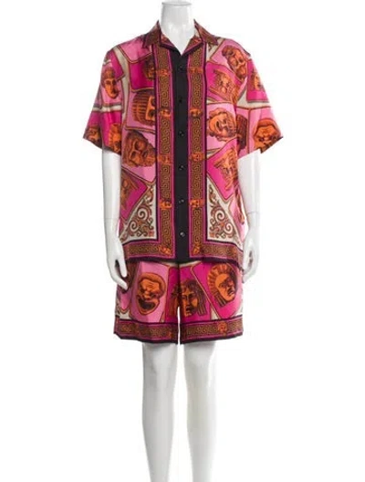 Pre-owned Versace Silk Printed Shirt In Pink